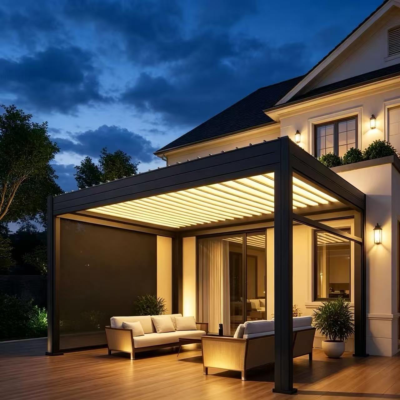 Outdoor Furniture Metal - برجولا مفتوحة الطراز الحديث بتصميم مخصص،