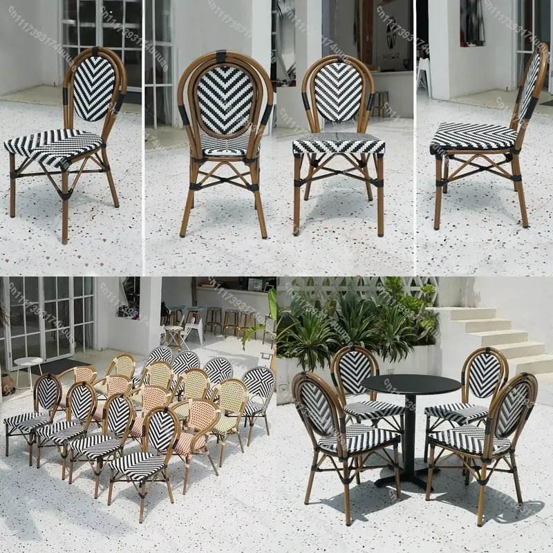 Outdoor Furniture Metal Chairs - كرسي راتان قابل للتكديس بأسلوب البيسترو