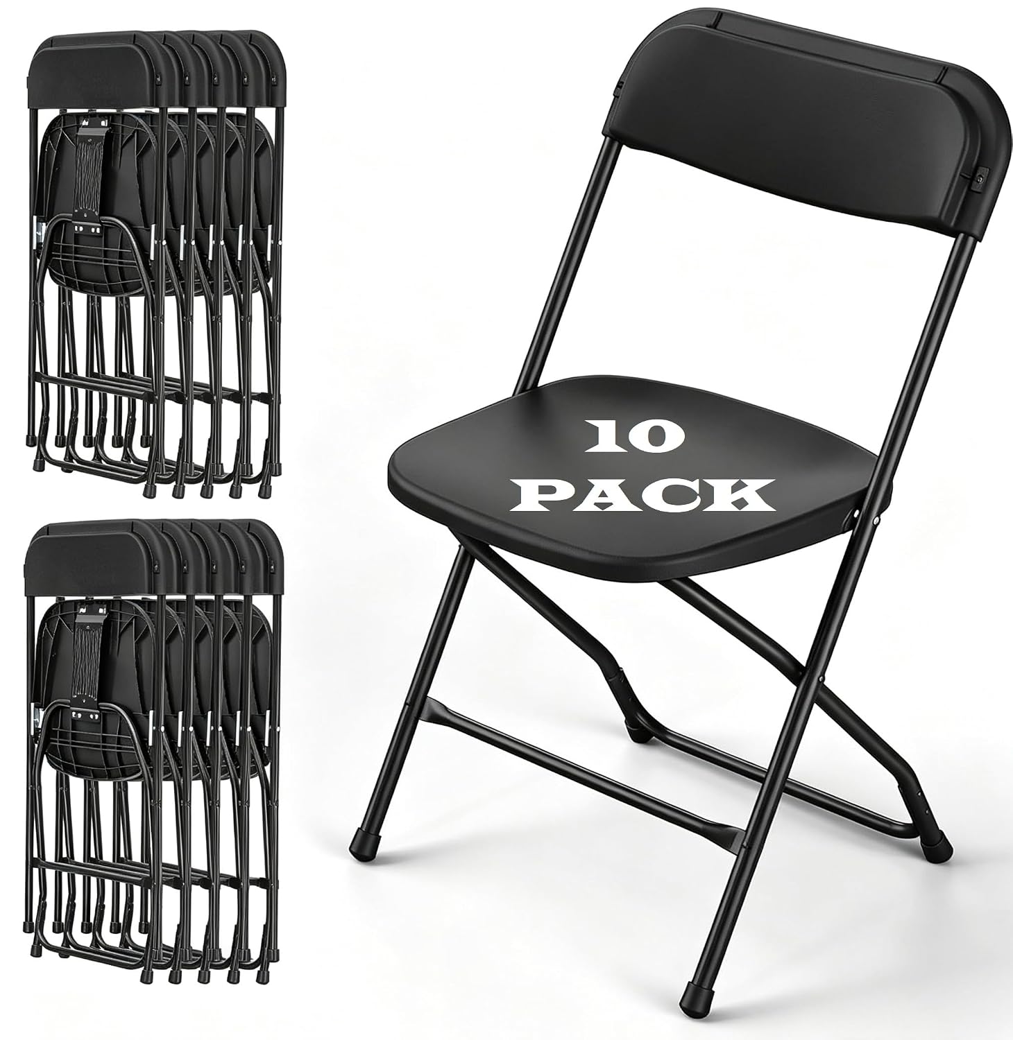 Outdoor Furniture Metal Chairs - كرسي قابل للطي أسود بإطار معدني