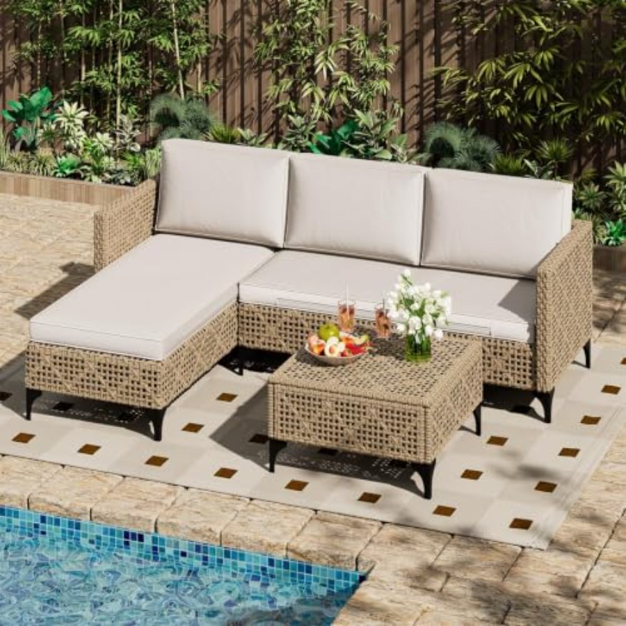 Outdoor Furniture Luxury - مجموعة أثاث خارجي للفناء: طقم أريكة