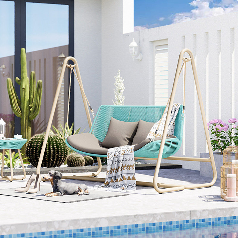 Outdoor Furniture Wood - كرسي هزاز ألومنيوم للحدائق والفناء الخارجي